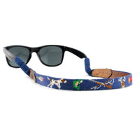Smathers and Branson Southern Sportsman Classic Navy Needlepoint Sunglass Strap Attached to glasses  