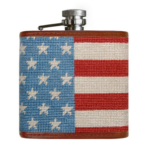 Smathers and Branson Stars And Stripes Multi Needlepoint Flask Front 
