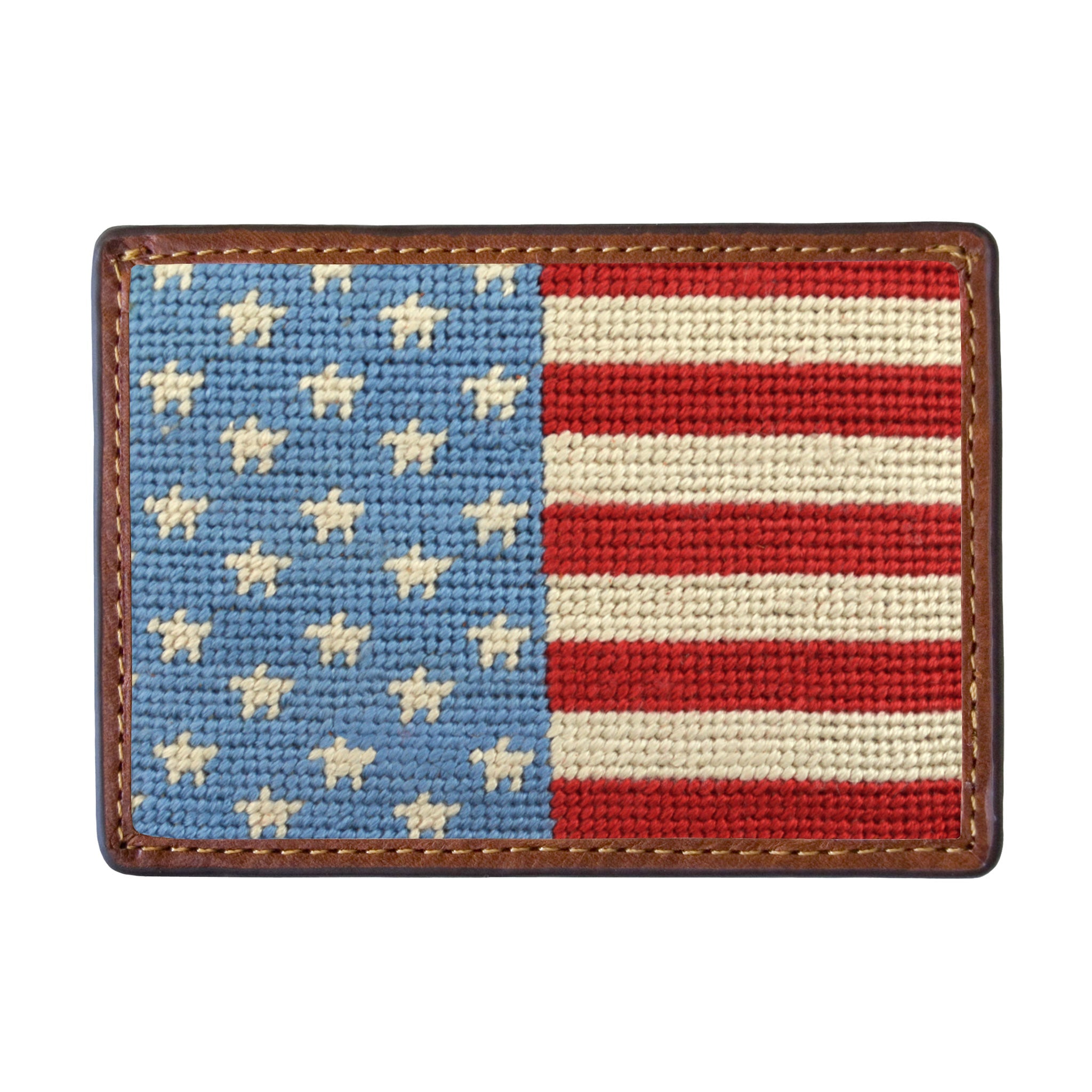 Smathers and Branson Stars and Stripes Needlepoint Credit Card Wallet Front side