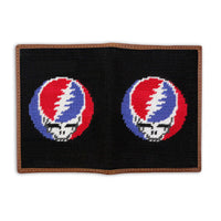Smathers and Branson Steal Your Face Black Needlepoint Passport Case Opened 