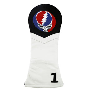 Smathers and Branson Steal Your Face Needlepoint Driver Headcover Black White Leather  