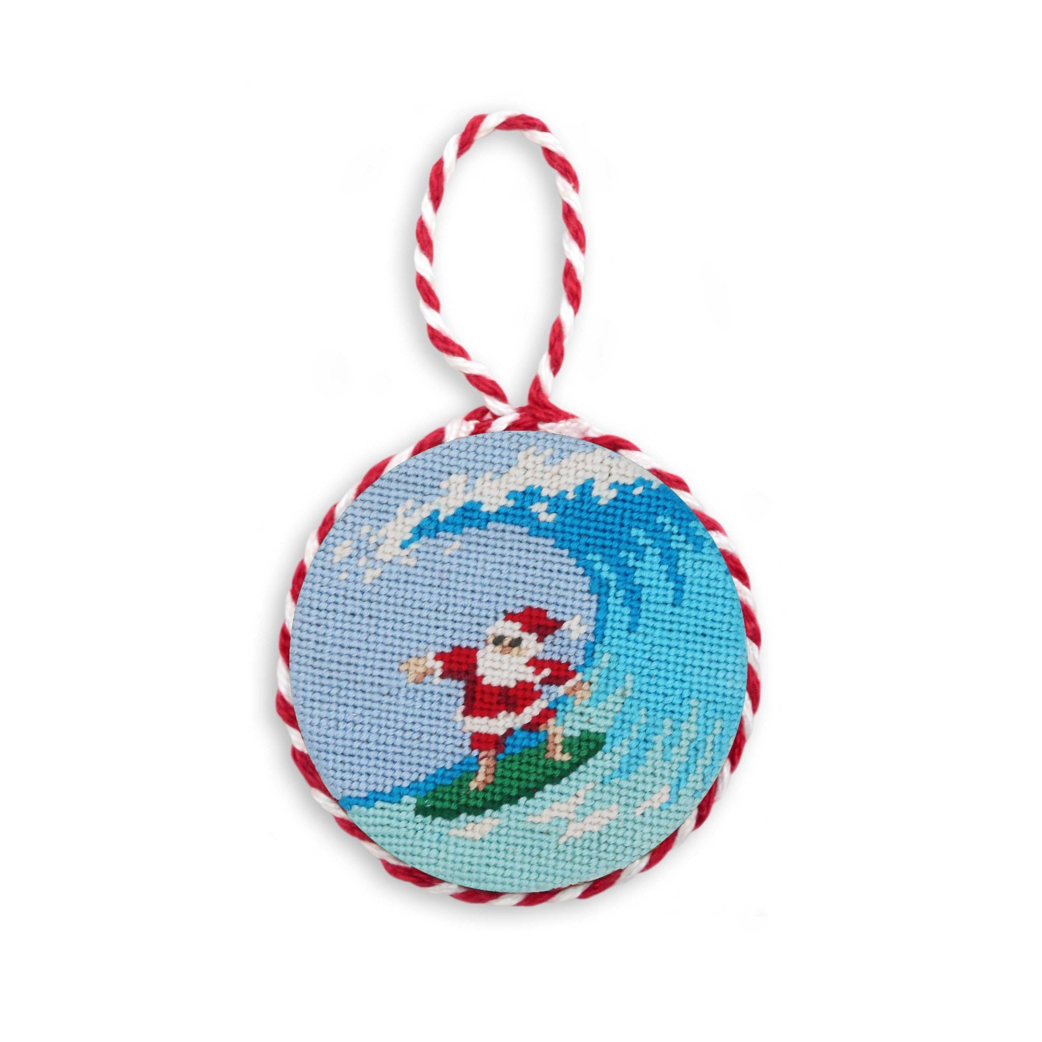 Smathers and Branson Surfing Santa Needlepoint Ornament  