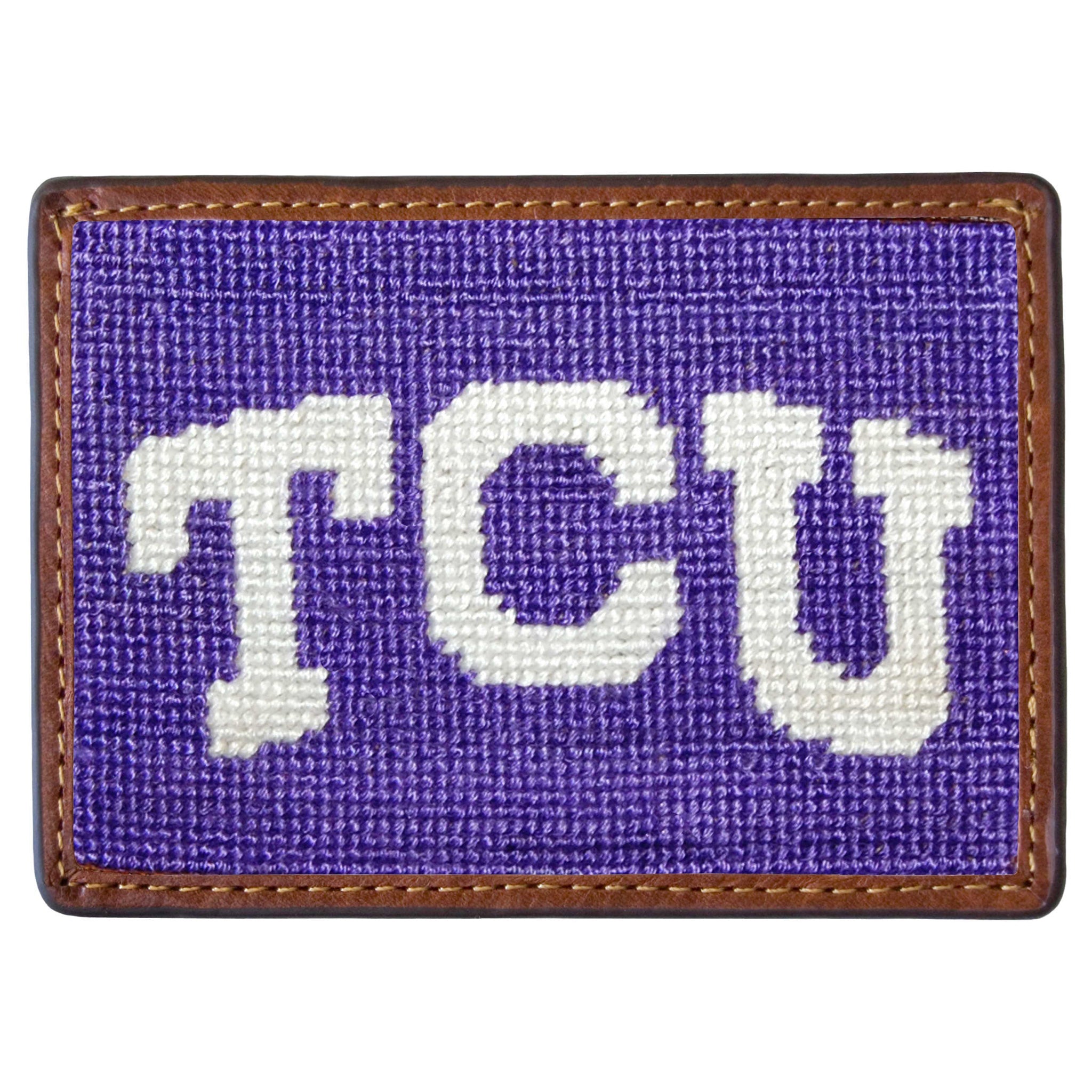 Smathers and Branson TCU Needlepoint Credit Card Wallet Front side