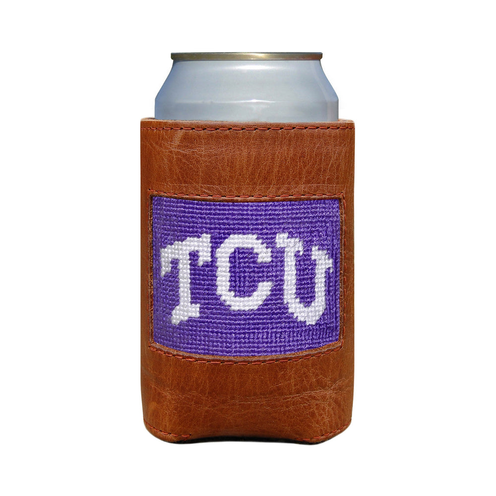 Smathers and Branson TCU Needlepoint Can Cooler Purple   