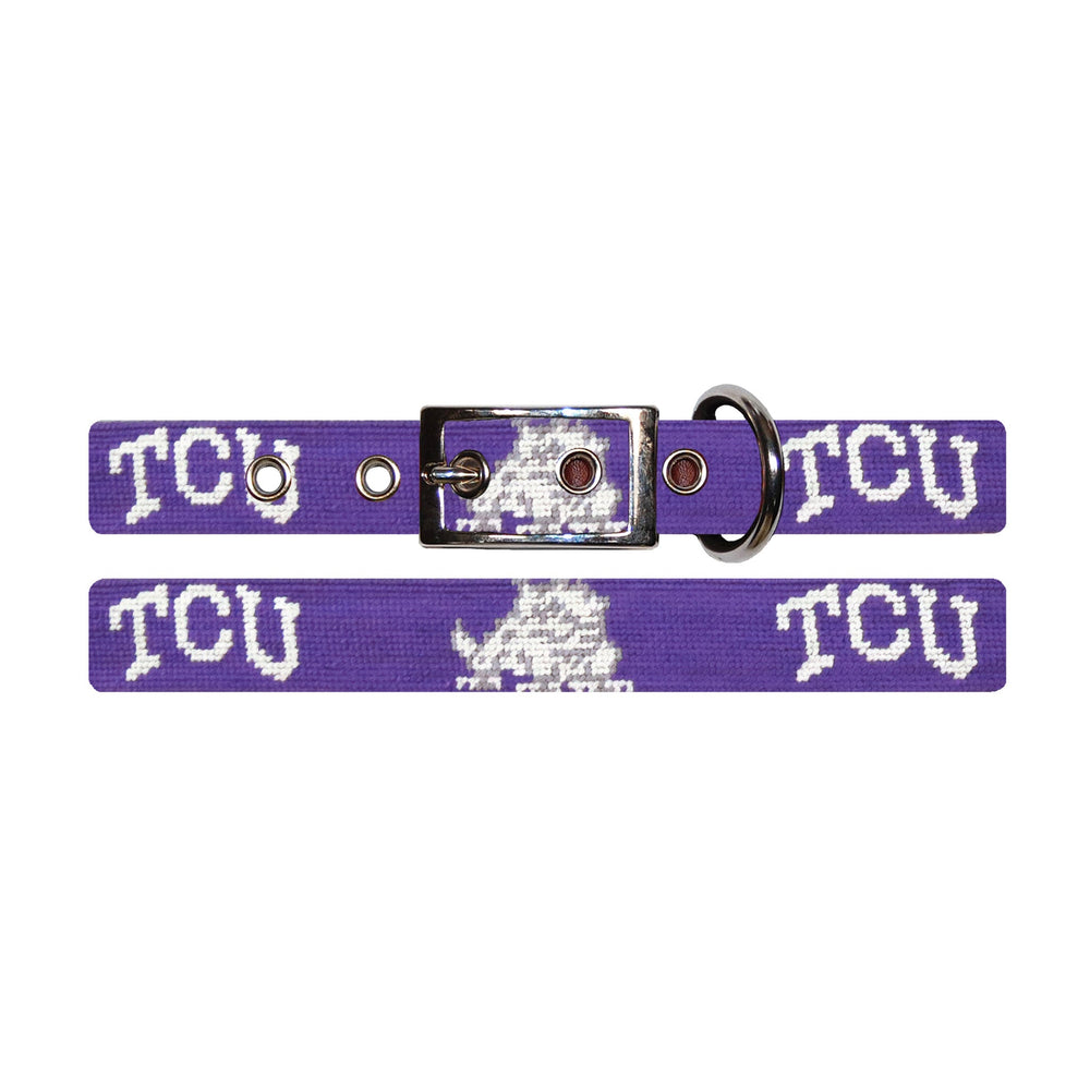 Smathers and Branson TCU Needlepoint Dog Collar Laid Out 
