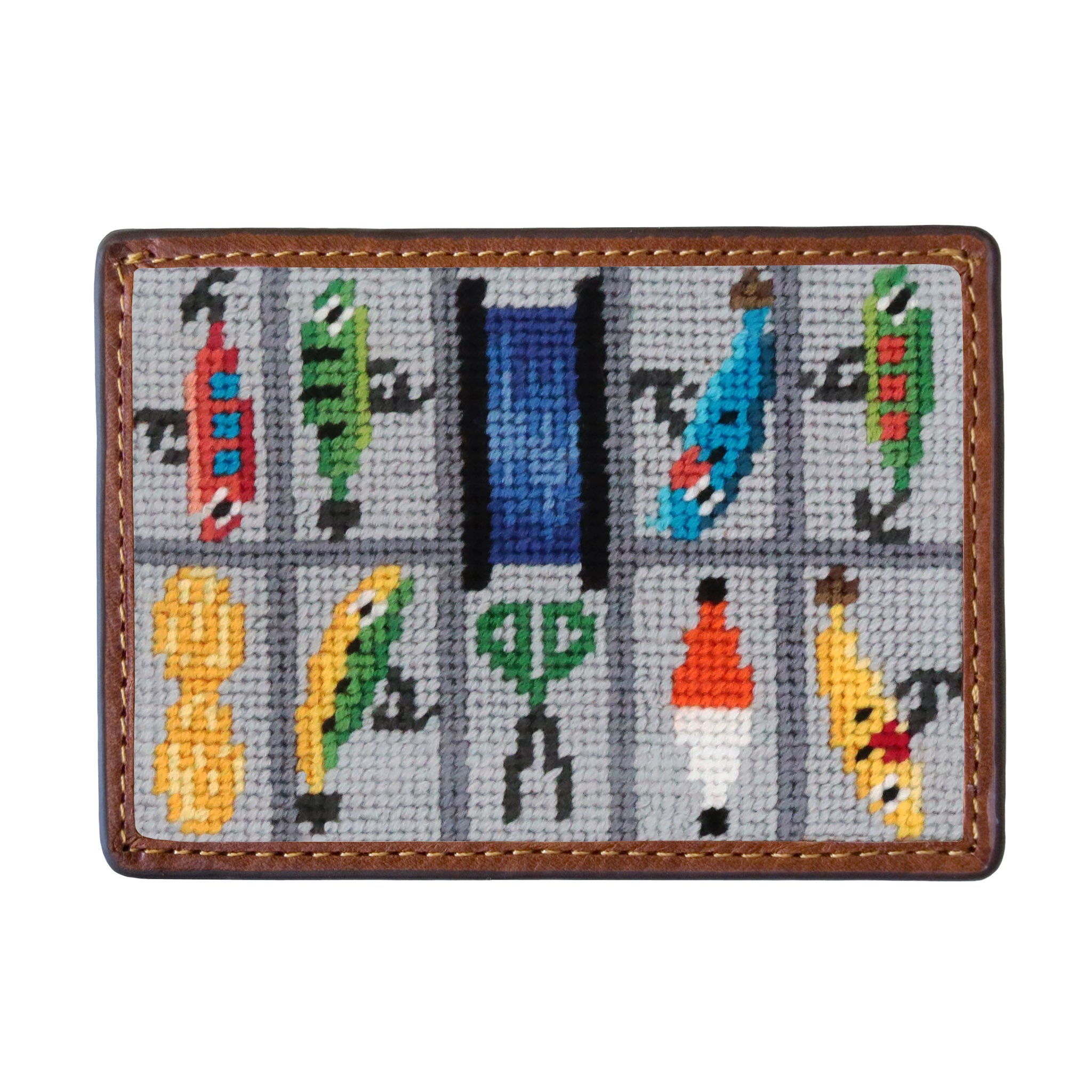 Smathers and Branson Tackle Box Needlepoint Credit Card Wallet Front side