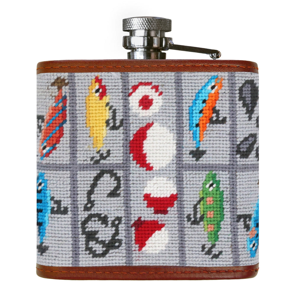 Smathers and Branson Tackle Box Multi Needlepoint Flask Back 