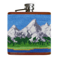 Smathers and Branson Tetons Multi Needlepoint Flask Front 