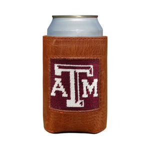 Smathers and Branson Texas A&M Maroon Needlepoint Can Cooler On a Can 