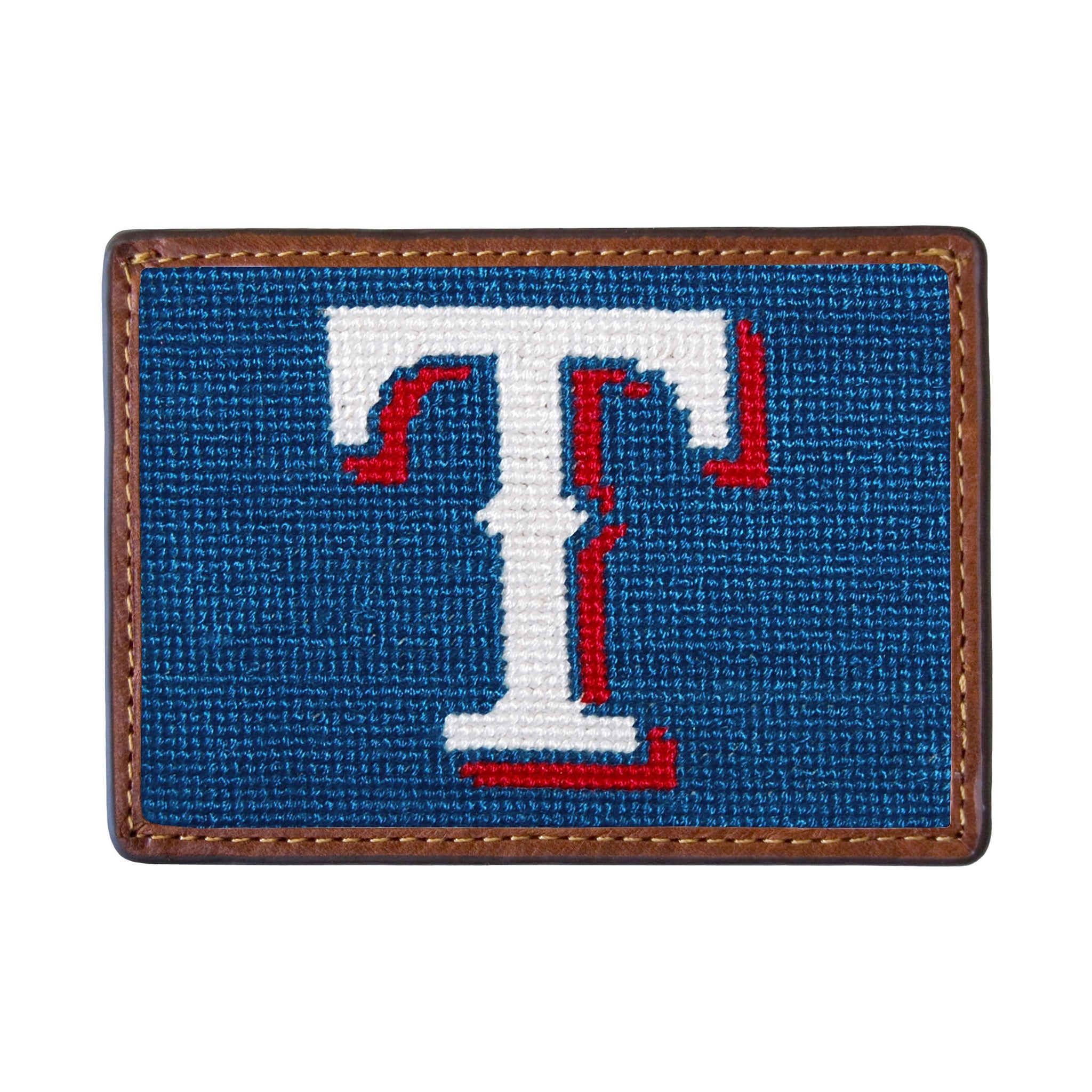 Smathers and Branson Texas Rangers Needlepoint Credit Card Wallet Front side