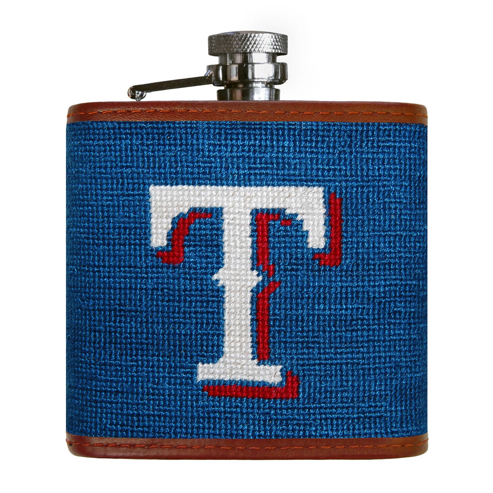 Smathers and Branson Texas Rangers Needlepoint Flask Front 