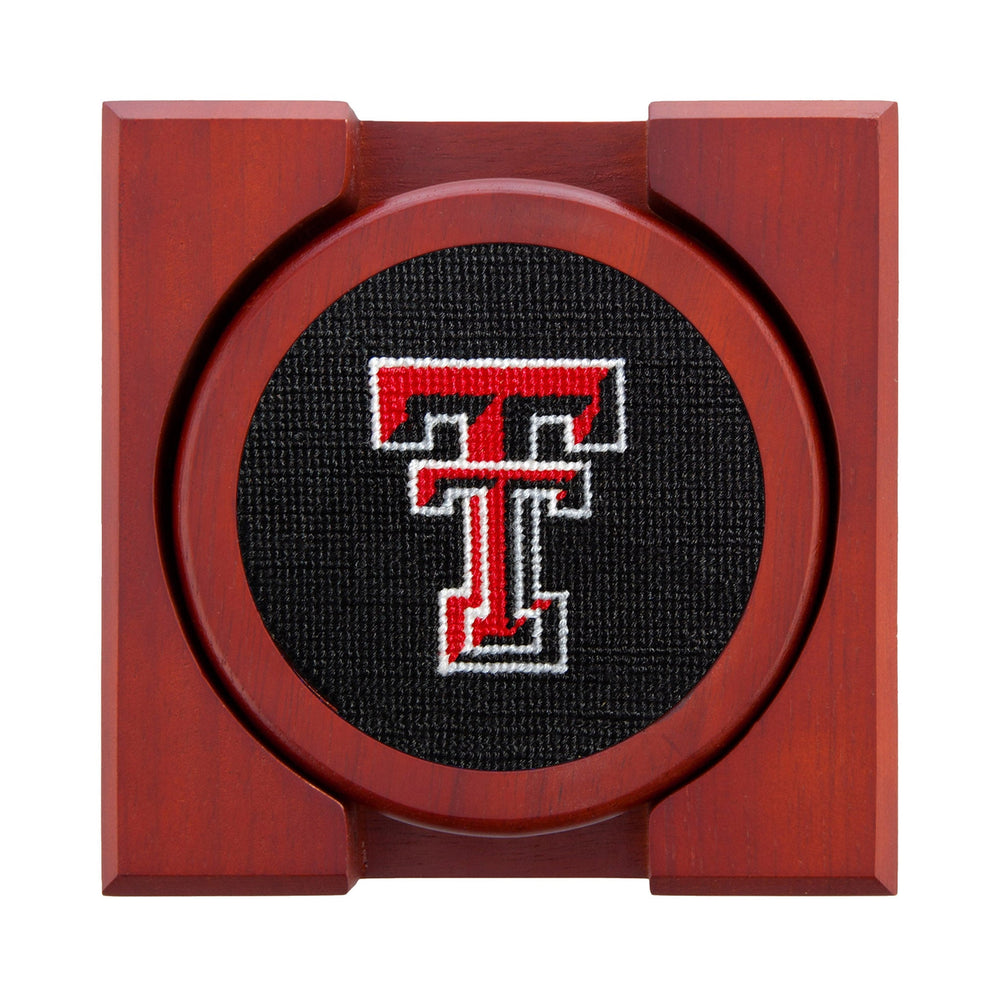 Smathers and Branson Texas Tech Needlepoint Coasters with coaster holder 