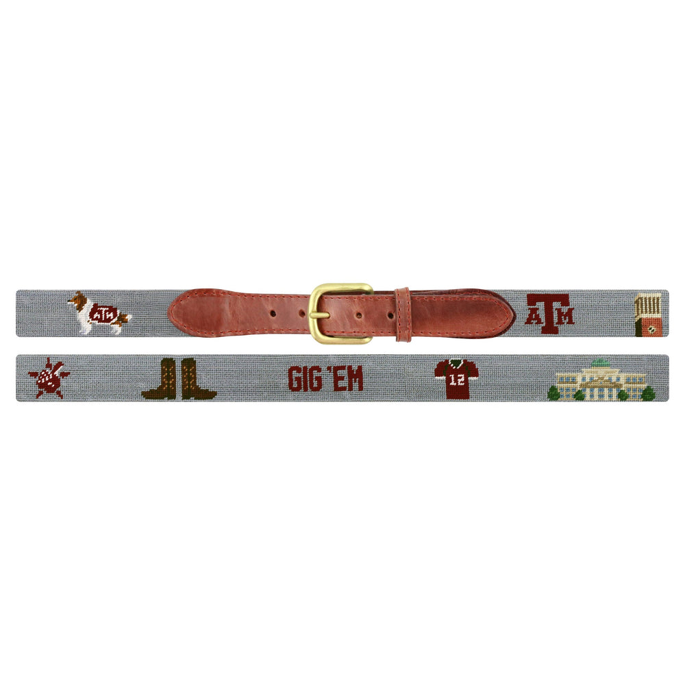 Smathers and Branson Texas A&M Needlepoint Life Belt Grey Laid Out 