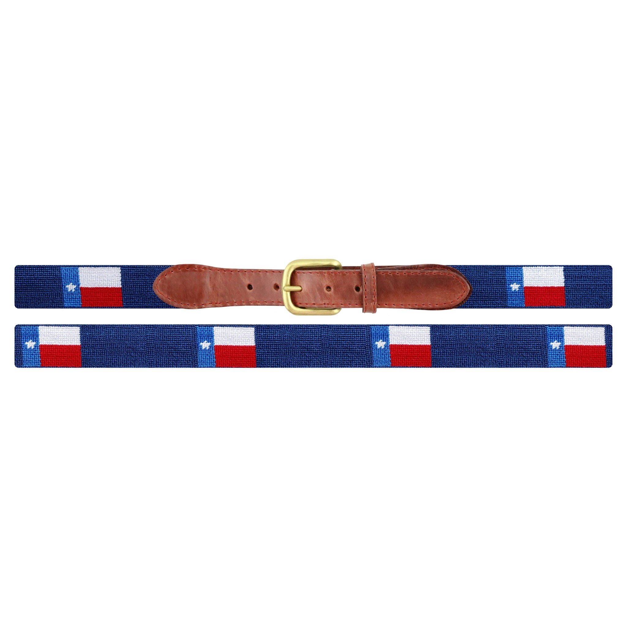Smathers and Branson Texas Flag Classic Navy Needlepoint Belt Laid Out 