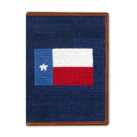 Smathers and Branson Texas Flag Classic Navy Needlepoint Passport Case  