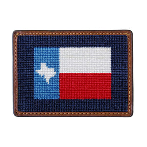 Smathers and Branson Texas Flag Dark Navy Needlepoint Credit Card Wallet Front side