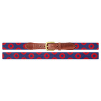 Smathers and Branson The Donut Pattern Needlepoint Belt Classic Navy - Red Donuts Laid Out 