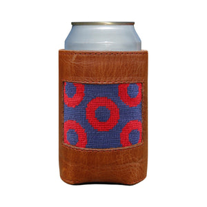 Smathers and Branson The Donut Pattern Needlepoint Can Cooler Classic Navy - Red Donuts   