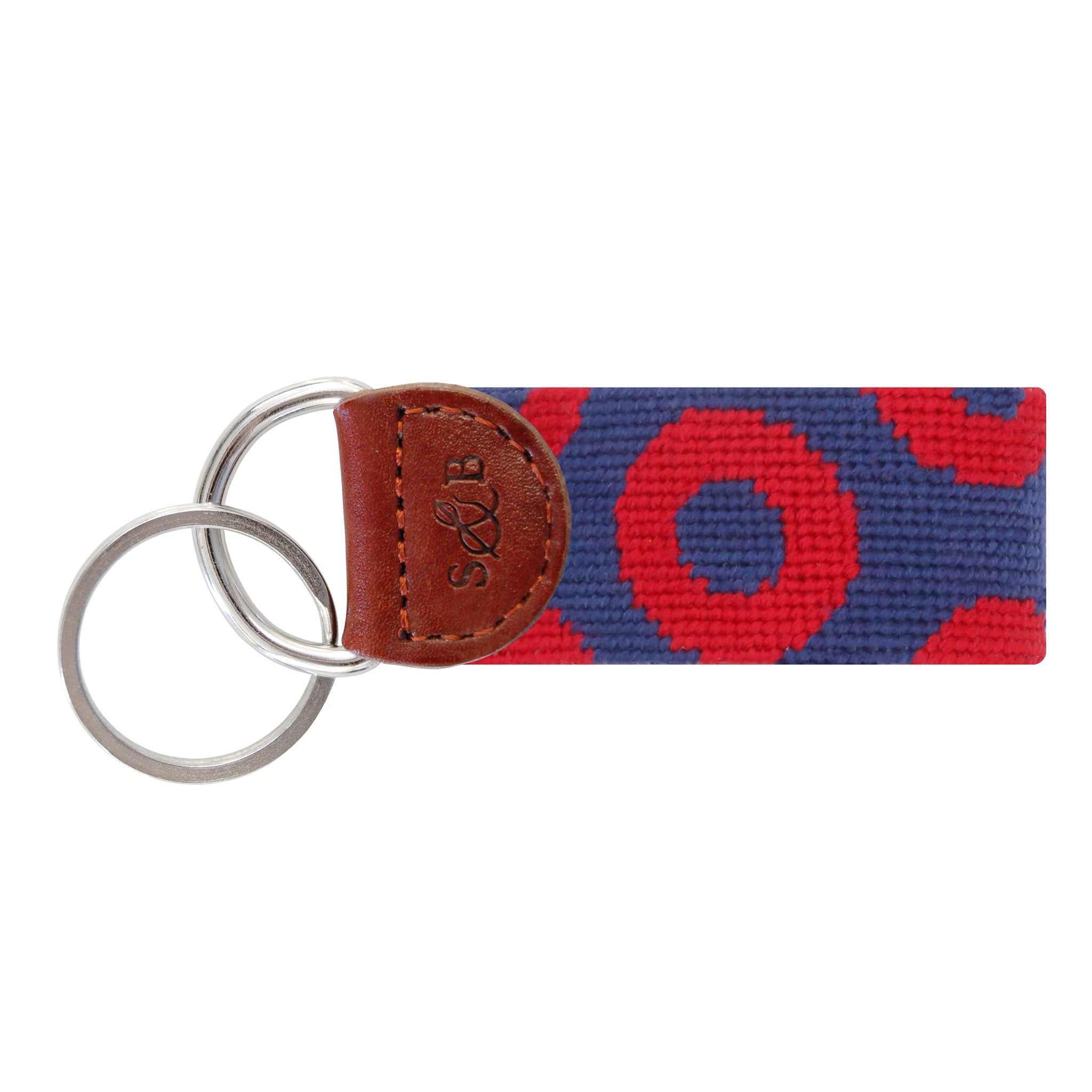 Smathers and Branson The Donut Pattern Needlepoint Key Fob Classic Navy - Red Donuts  