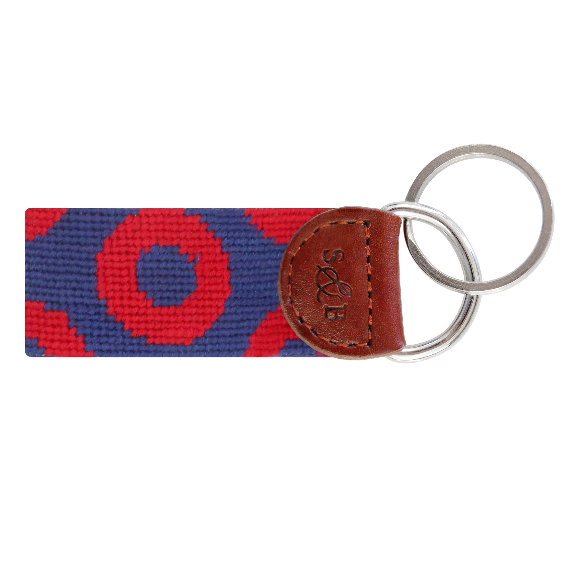 Smathers and Branson The Donut Pattern Needlepoint Key Fob Classic Navy - Red Donuts Back 