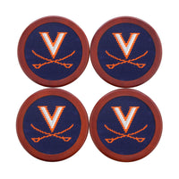 Smathers and Branson UVA Needlepoint Coasters Dark Navy    