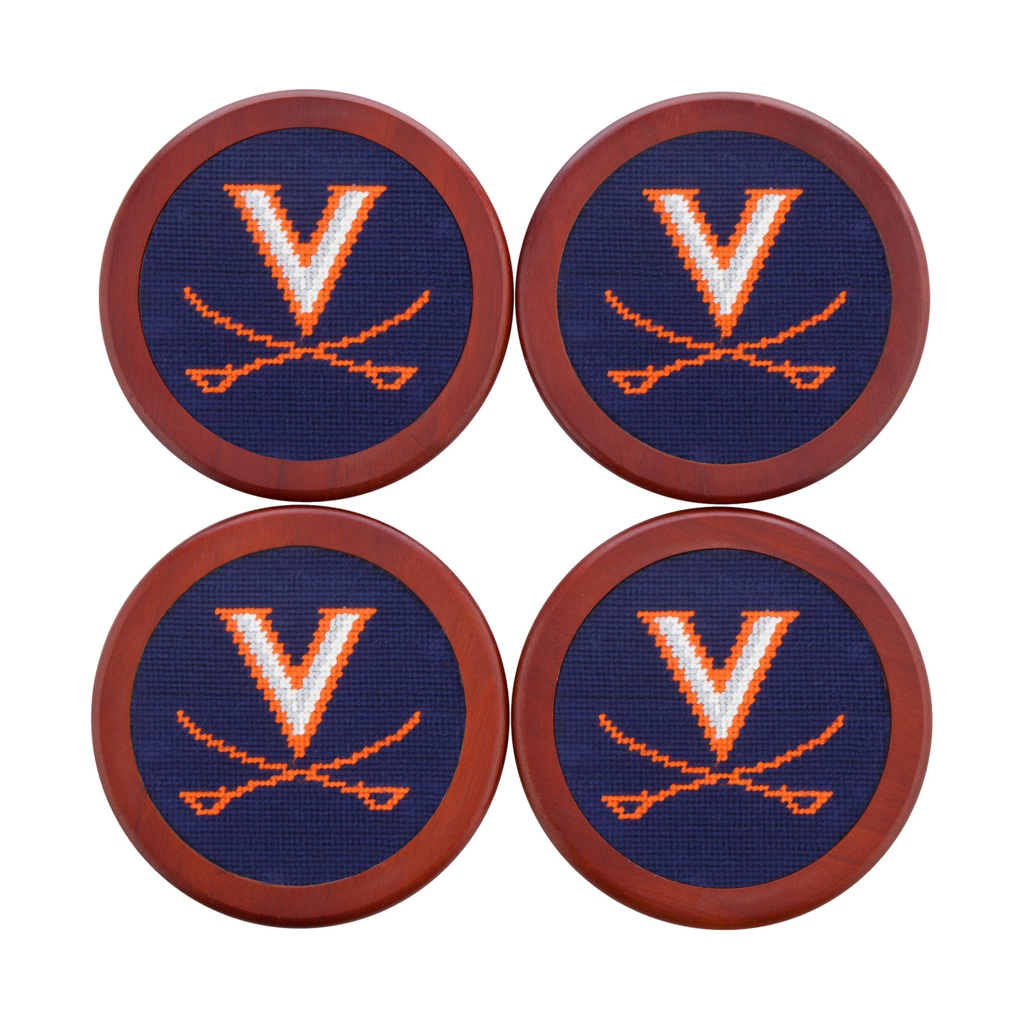 Smathers and Branson UVA Needlepoint Coasters Dark Navy    