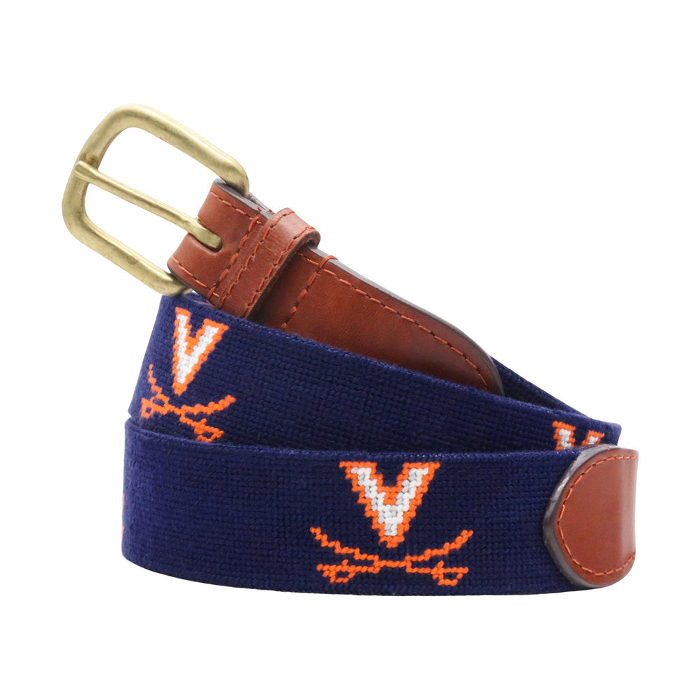 Smathers and Branson UVA Dark Navy Needlepoint Belt 