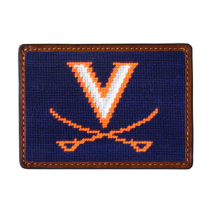 Smathers and Branson UVA Dark Navy Needlepoint Credit Card Wallet 