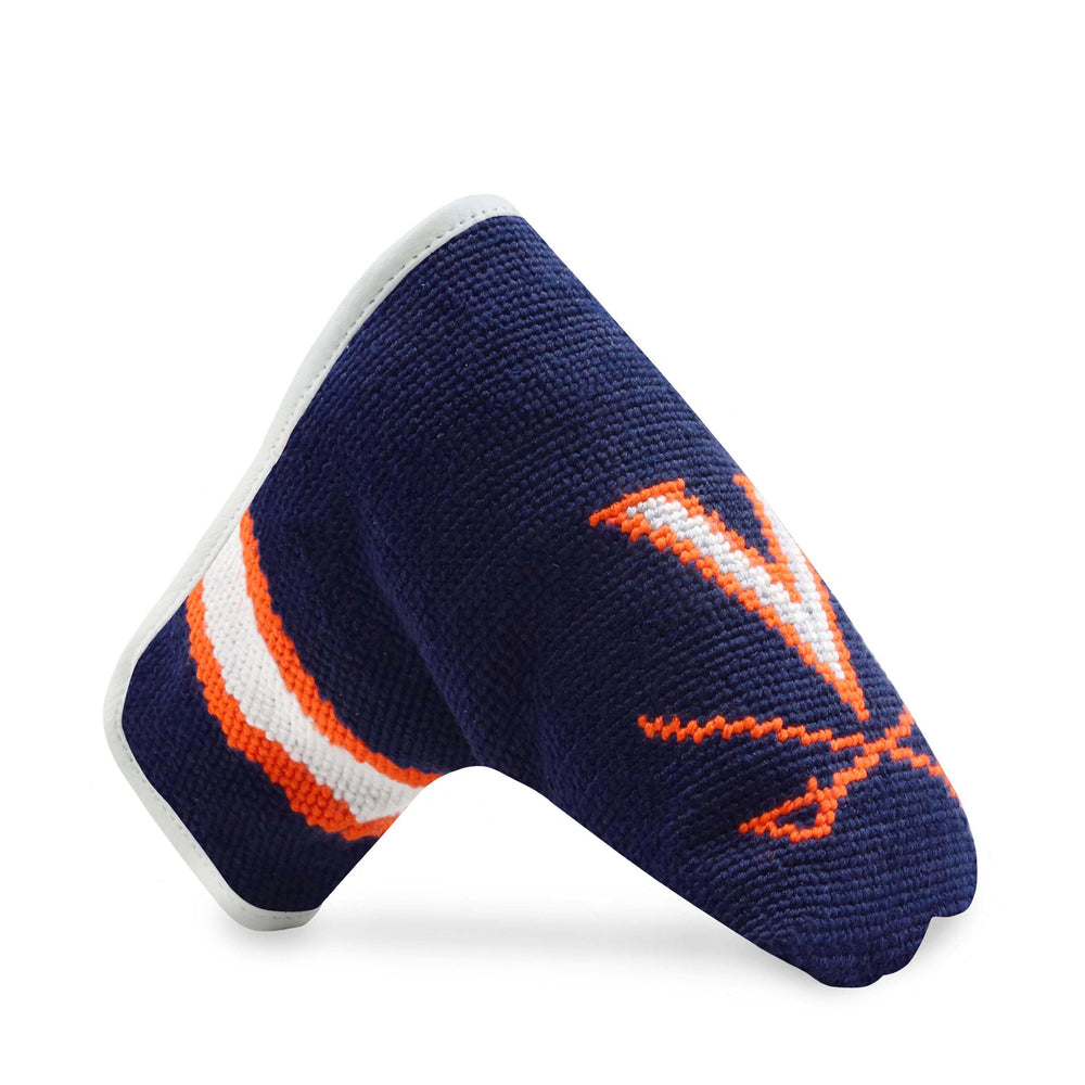 Smathers and Branson UVA Dark Navy  Needlepoint Putter Headcover Side view  