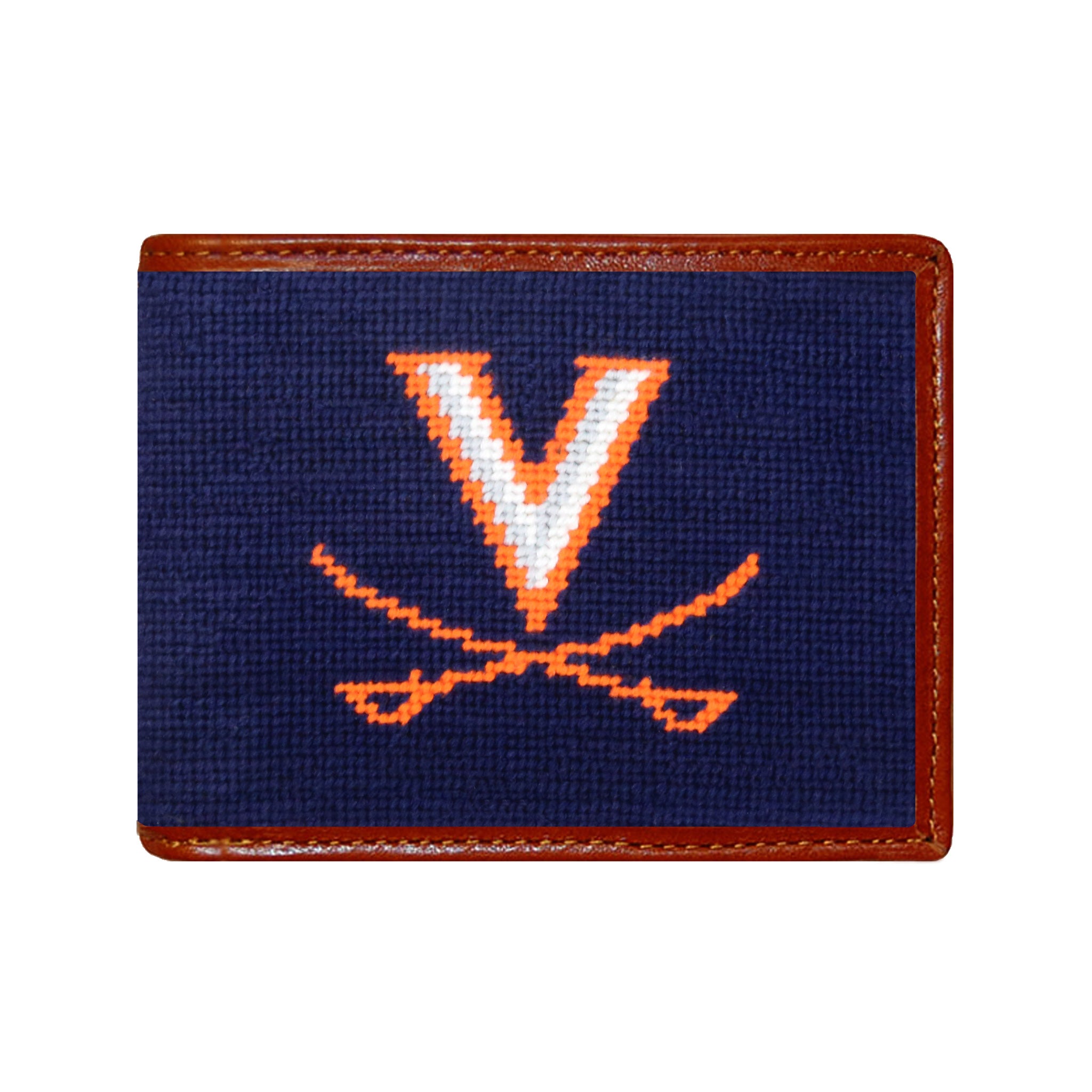 Smathers and Branson UVA Needlepoint Bi-Fold Wallet Dark Navy  