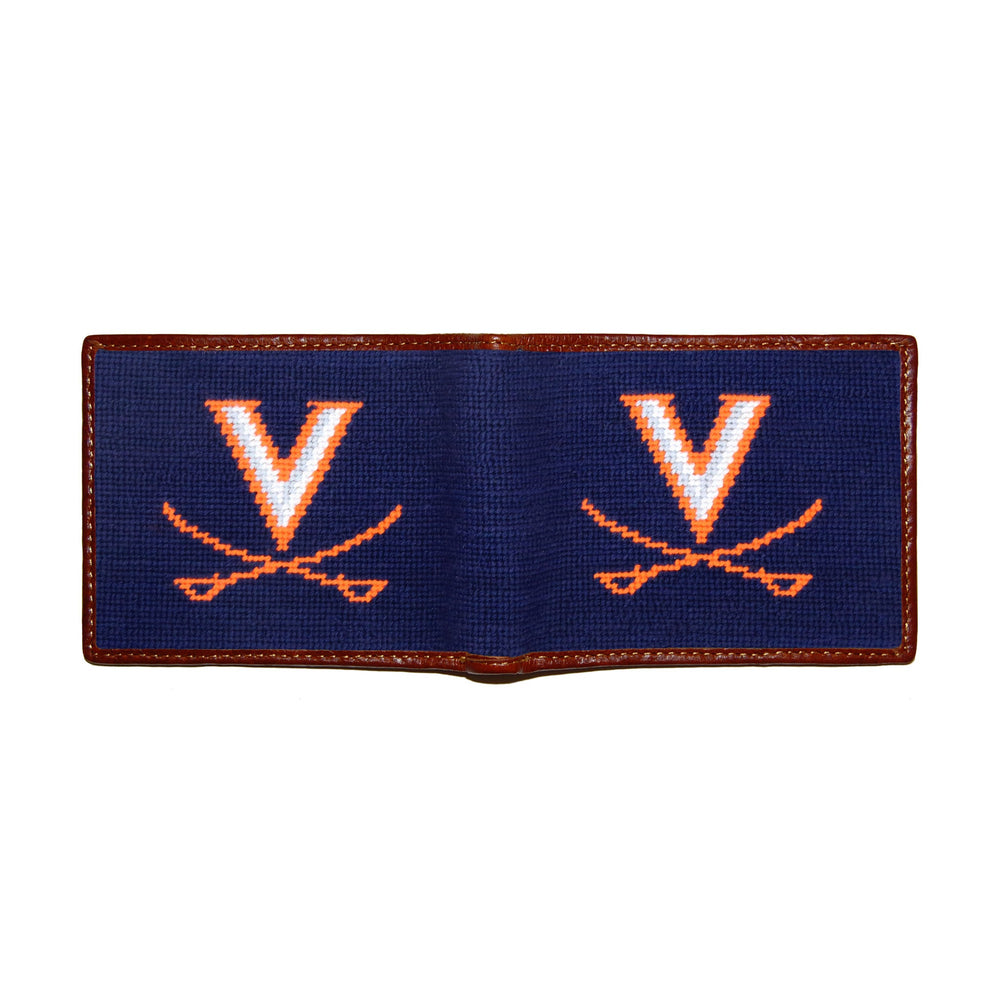 Smathers and Branson UVA Needlepoint Bi-Fold Wallet Dark Navy  