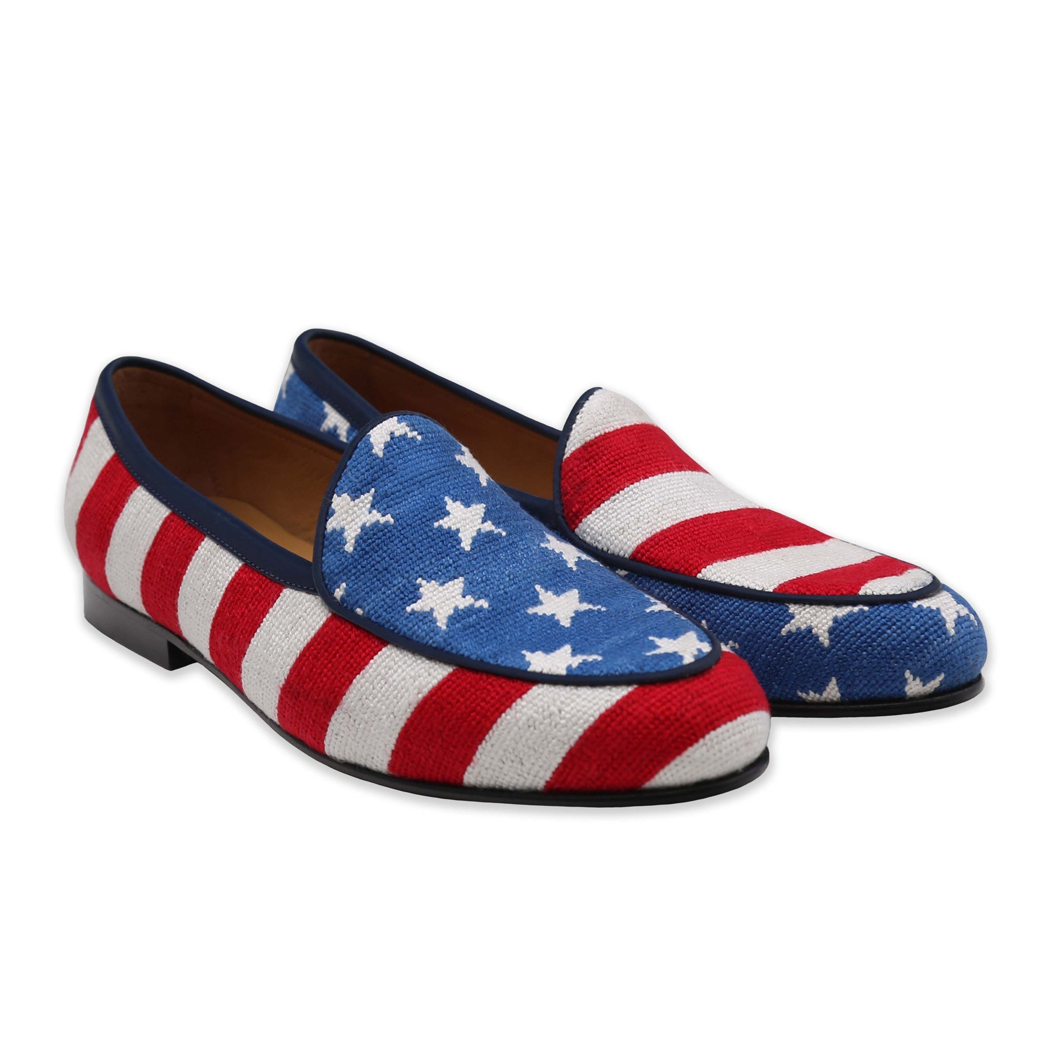 Smathers and Branson Uncle Sam Needlepoint Belgian Loafers Pair 