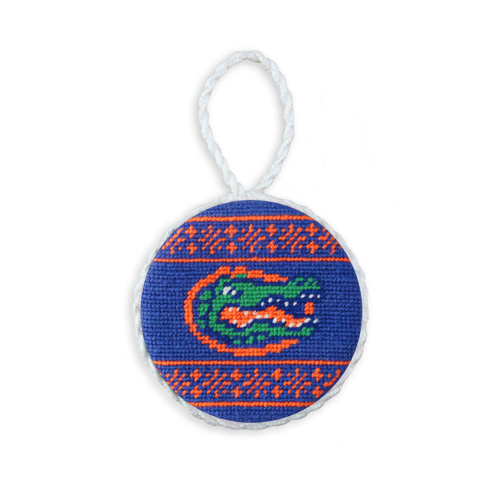 Smathers and Branson University of Florida Fairisle Needlepoint Ornament Royal White Cord  