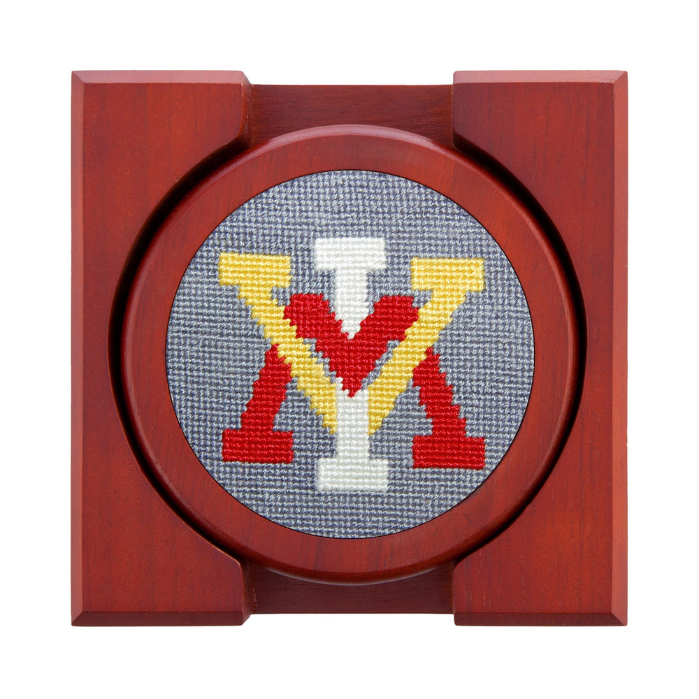 Smathers and Branson VMI Needlepoint Coasters with coaster holder 