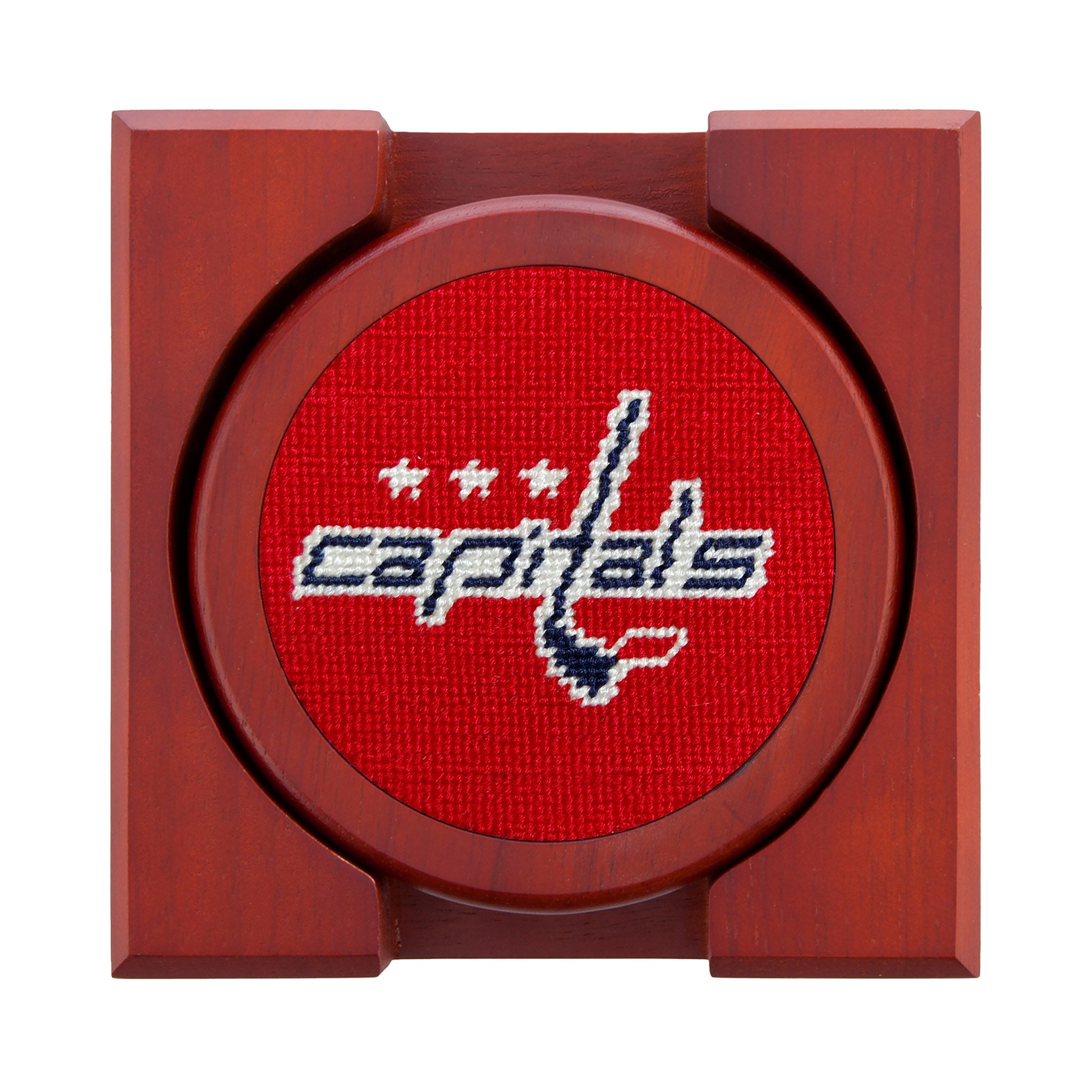 Smathers and Branson Washington Capitals Needlepoint Coasters with coaster holder 