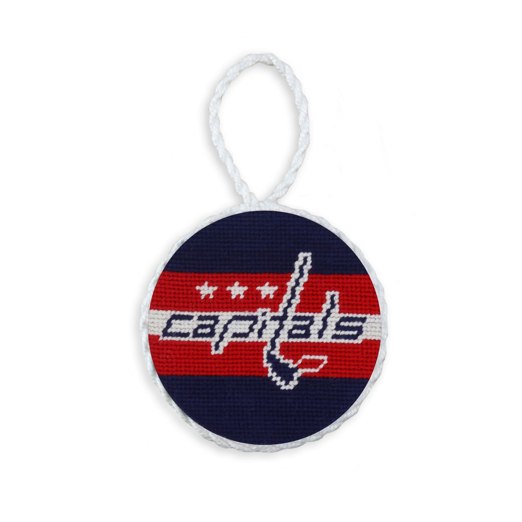 Smathers and Branson Washington Capitals Needlepoint Ornament Dark Navy - Jersey Stripes White Cord  