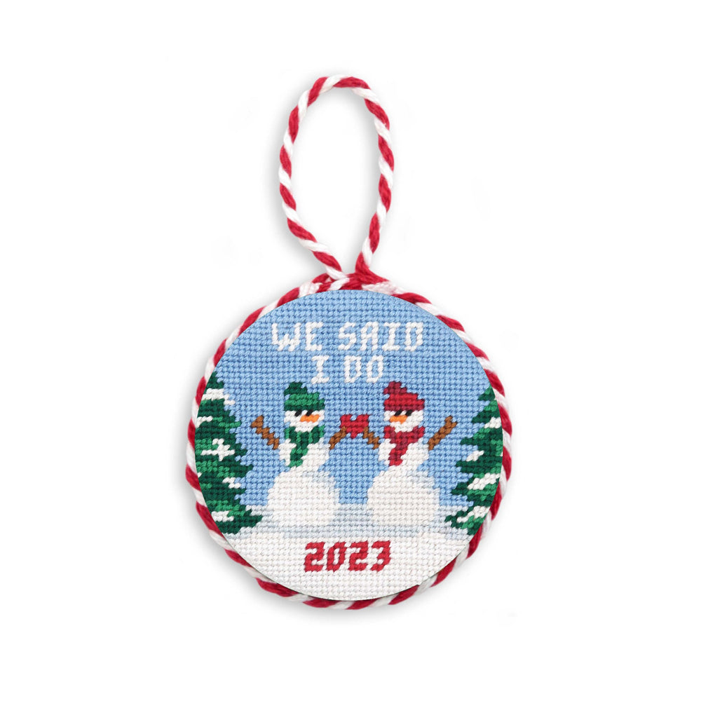 Smathers and Branson We Said I Do Snowmen 2023 Needlepoint Ornament  