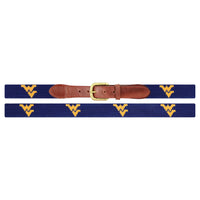 Smathers and Branson West Virginia Classic Navy Needlepoint Belt Laid Out 