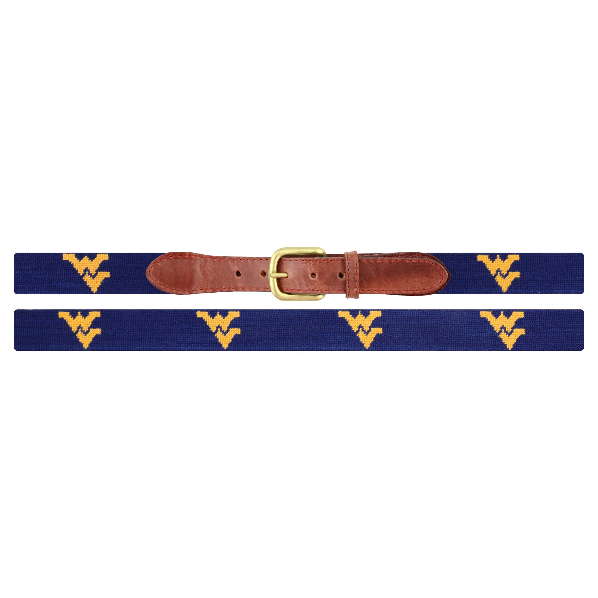 Smathers and Branson West Virginia Classic Navy Needlepoint Belt Laid Out 