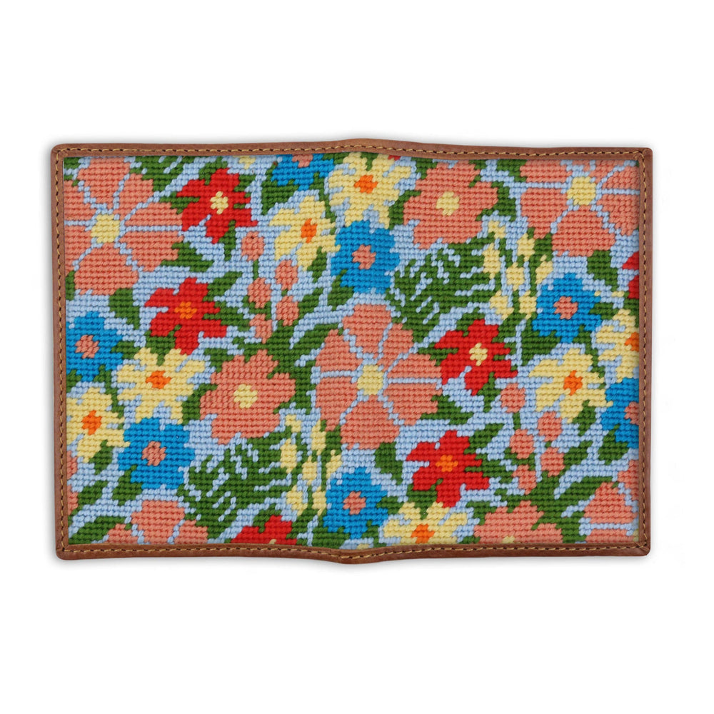 Smathers and Branson Wildflower Multi Needlepoint Passport Case Opened 