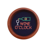 Smathers and Branson Wine O Clock Midnight Needlepoint Wine Bottle Coaster 