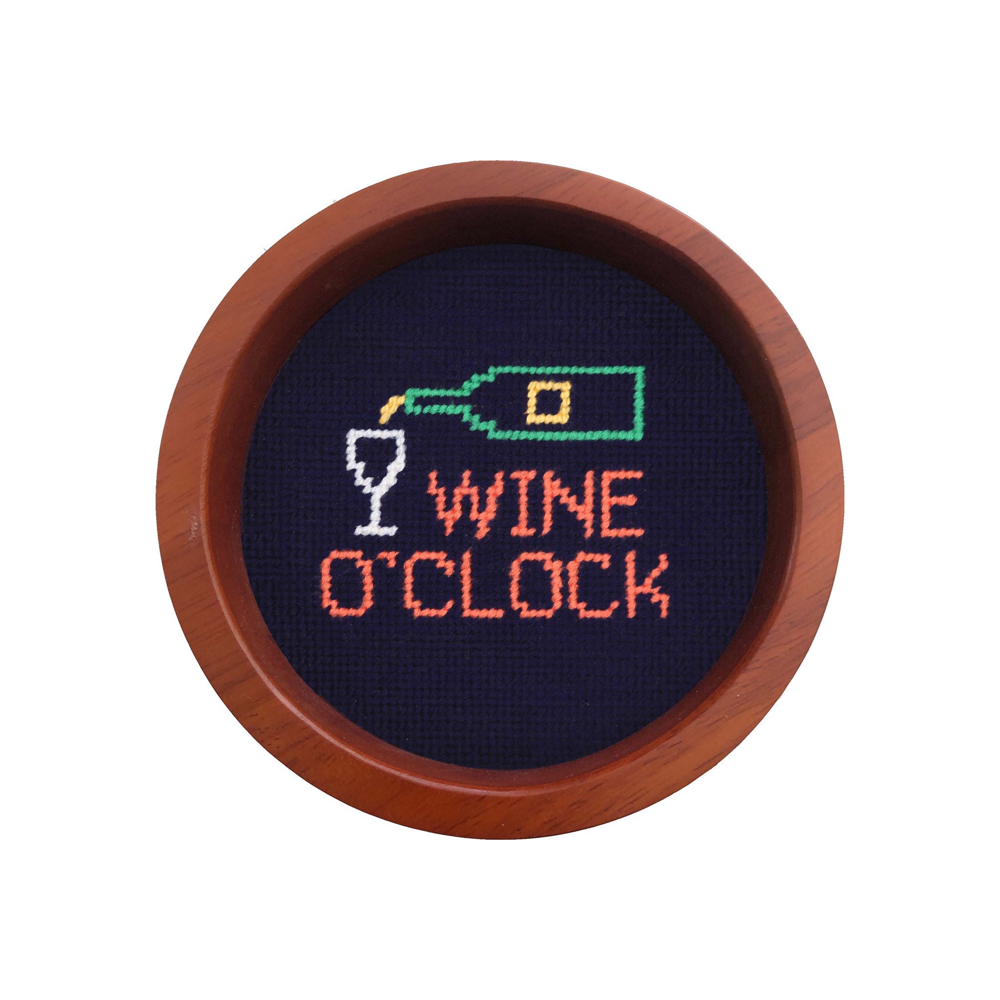 Smathers and Branson Wine O Clock Midnight Needlepoint Wine Bottle Coaster 