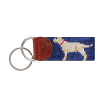 Smathers and Branson Yellow Lab Classic Navy Needlepoint Key Fob  