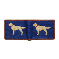 Smathers and Branson Yellow Lab Classic Navy Needlepoint Bi-Fold Wallet  